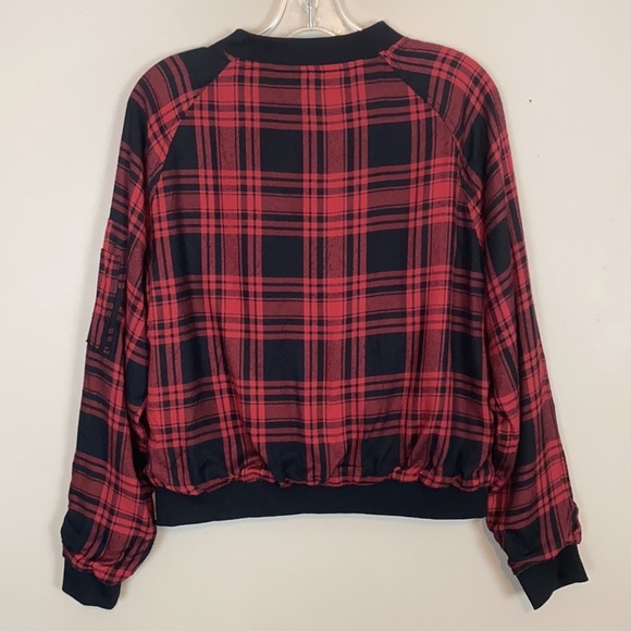 Sanctuary Dylan Red Plaid Bomber Jacket Size Small - Picture 5 of 16